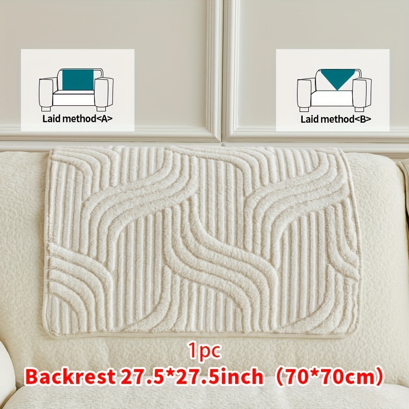 TEMU 1pc Plush Anti-slip Sofa Cover, , Pet-friendly, Breathable, Fashionable Home Decor, Suitable For Living Rooms, Bedrooms, Offices, Polyester