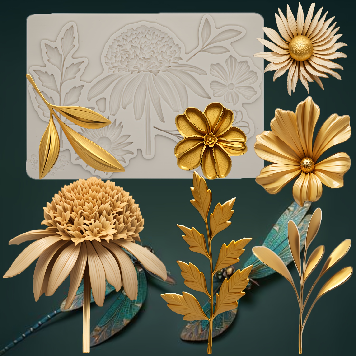 

Embroidery Floral & Leaf Pattern Silicone Mold - Flexible, For Diy Baking, Chocolate, Resin Crafts - Kitchen Tool For Cake Decorating And Confectionery , Silicone Baking Molds