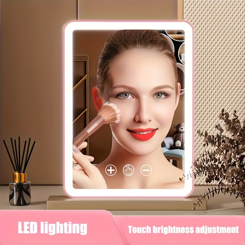 

This Is An Led Desktop Makeup Mirror With 3-color Dimming, Usb Charging Control Light , Foldable Travel Portable Makeup Mirror, Suitable For Women, Very Suitable For Makeup And Skin Care