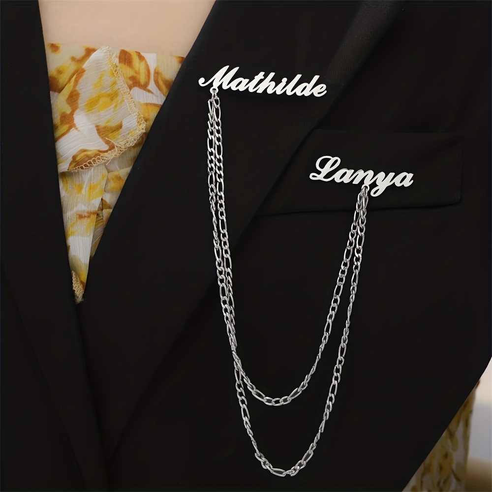 TEMU Customized Couple Name Brooches, Personalized Name Lapel Pins, Stainless Wedding Brooches, Groomsmen Pins, Groom Brooches, Holiday Gifts, Gifts