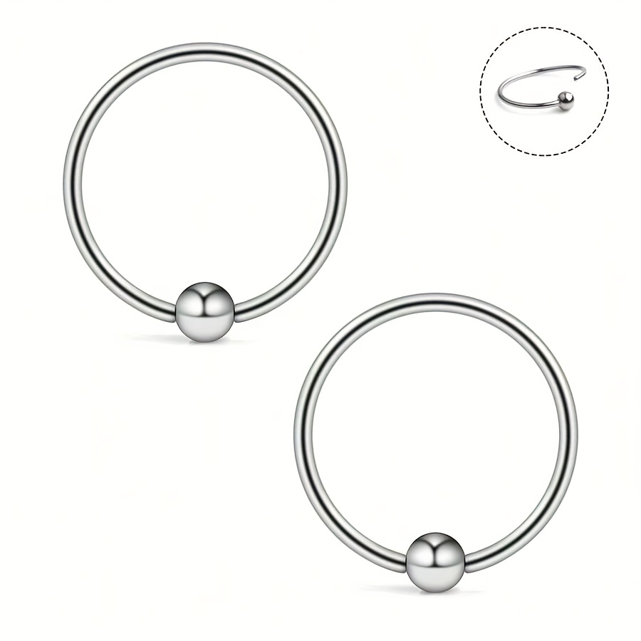 E-shop 2tlg./4tlg./8tlg. Creolen Nasenring 20G Dünner Hypoallergener Edelstahl Knorpel Ohrringe Feste Perlenringe Septum Ringe Lippenringe Helix Frauen