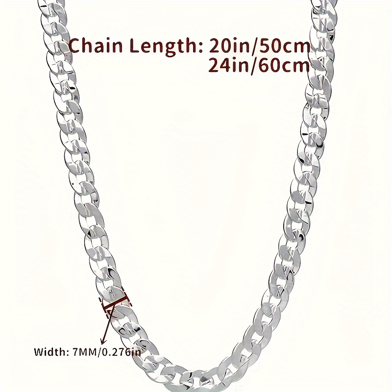 

1pc Exquisite S925 Sterling Silver Flat Chain Necklace - Durable, Hypoallergenic, And Nickel-free Jewelry For Men And Women - Perfect Fashion Accessory For Party, Gift, Or Everyday Wear