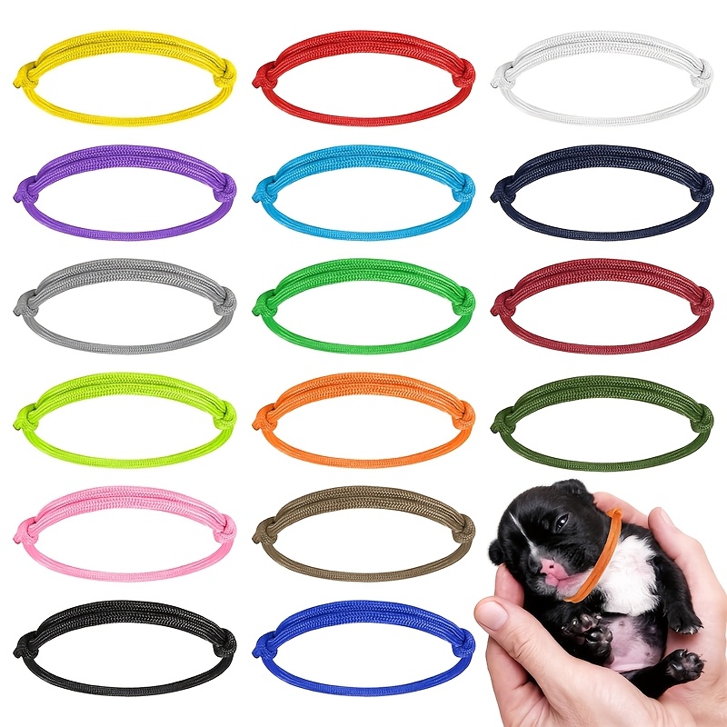 

16-pack Adjustable Puppy Id Collars, Soft Polyester Pet Identification Collars For Newborn Kittens & Small Animals, Pack