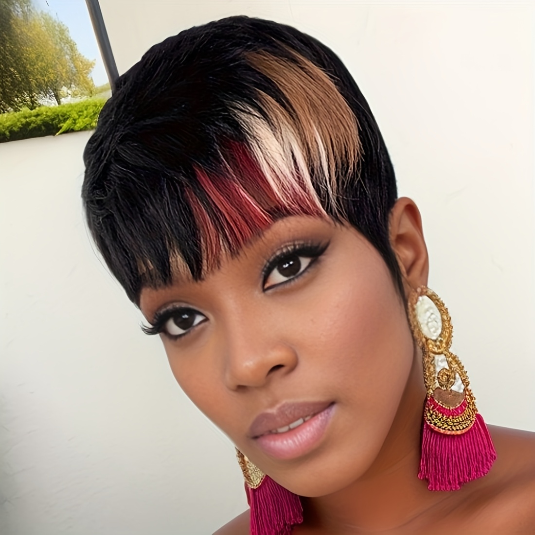 TEMU Cut Wig Human Hair Short Wigs For Women Short Layered Wigs Full Machine Made Wigs With Bangs