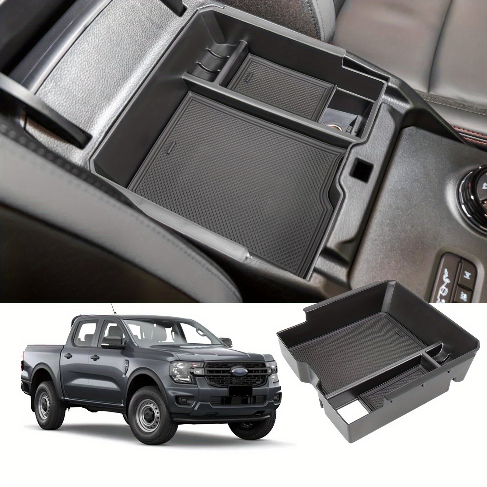 

Xl Xlt 2024 Center Console Organizer Tray - Abs Armrest Storage Box With Dual Compartments For & Interior Accessories