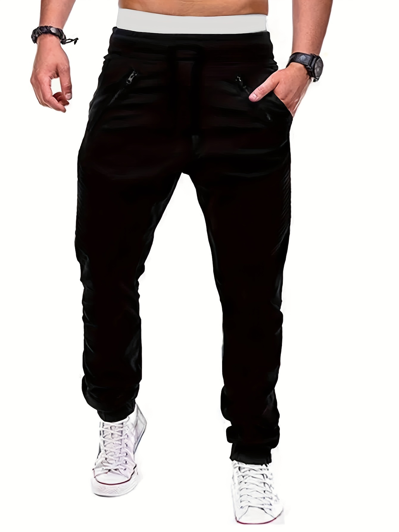 Men's Casual Loose Black Trousers