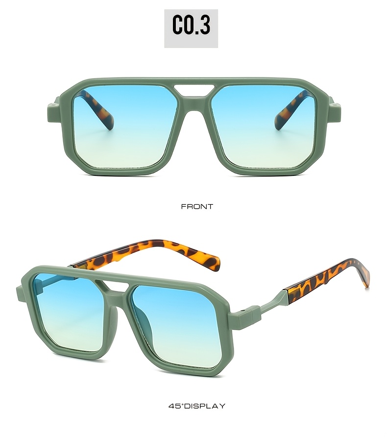 Unisex Square Frame Fashion Glasses - Golden Retro Style with Green Decorative Lenses, Lightweight Polycarbonate Design, Perfect Couple Style, Trendy Accessory, Vintage Design, Fashion Hinge, Must-Have for Individual Trendsetters
