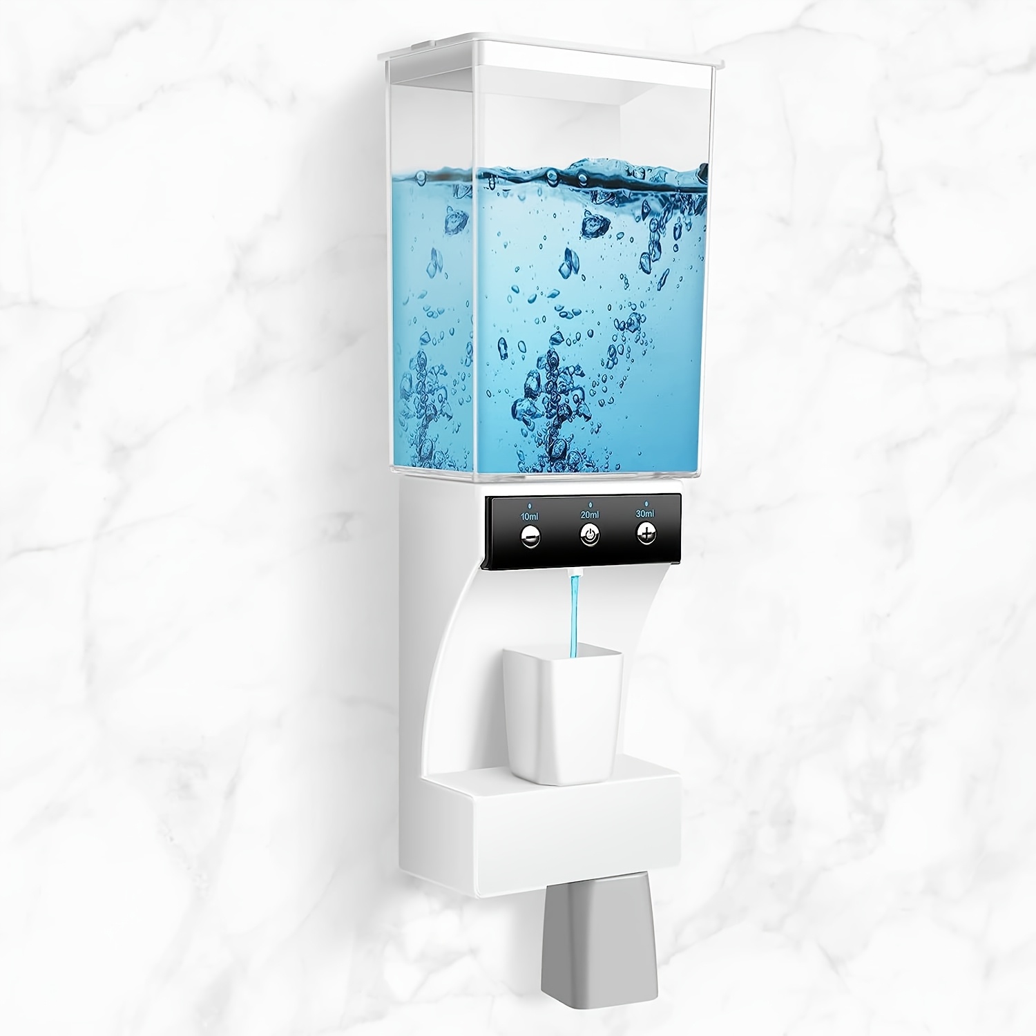 1-Pack Touchless Automatic Mouthwash Dispenser - Wall Mounted, Hygienic, No Splash, Dust-Proof - 700ml (23.67oz) Capacity with Magnetic Cups & Storage, Easy to Clean, Space-Saving Bathroom Accessory for Home or Public Use, Modern Hygiene Fixture | Durable Plastic Construction