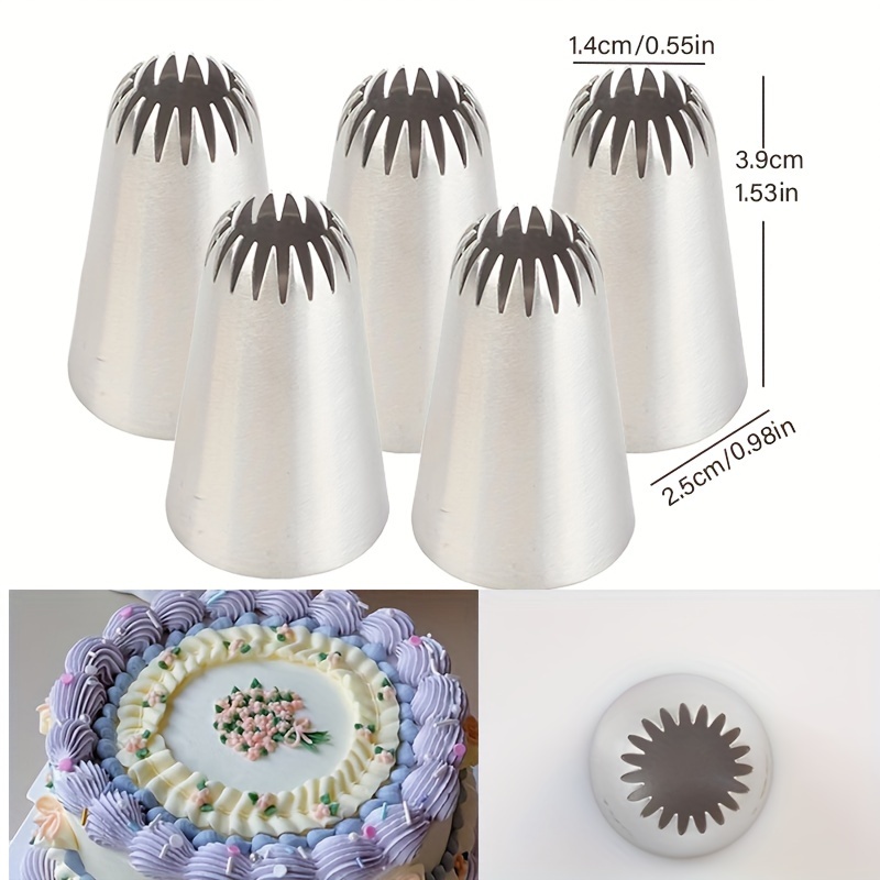 TEMU 5 pezzi/set, punte per decorare torte 6B, ugelli per pasticceria in acciaio inossidabile per cupcake, biscotti e scrittura di pasta sfoglia,
