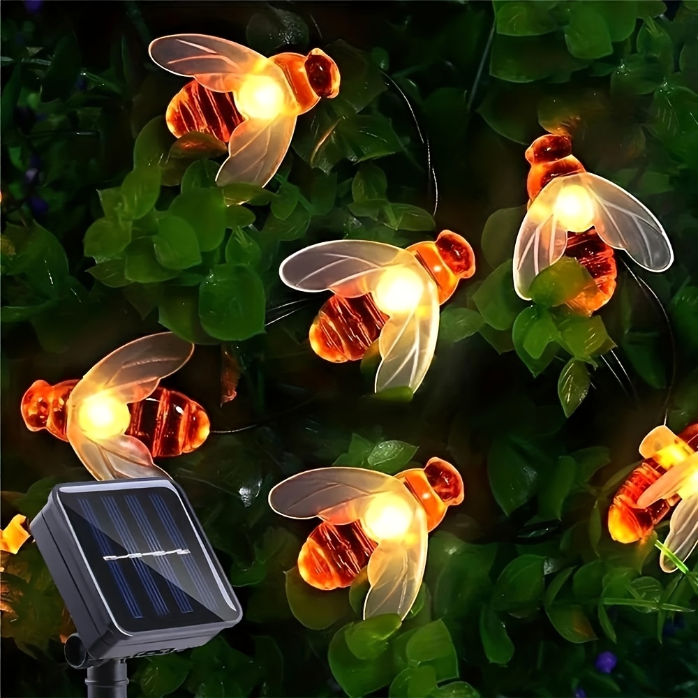 100 led solar bee string lights warm   lighting   rechargeable suitable for deck patio garden wedding mothers day valentines day christmas party decoration hanging solar lights