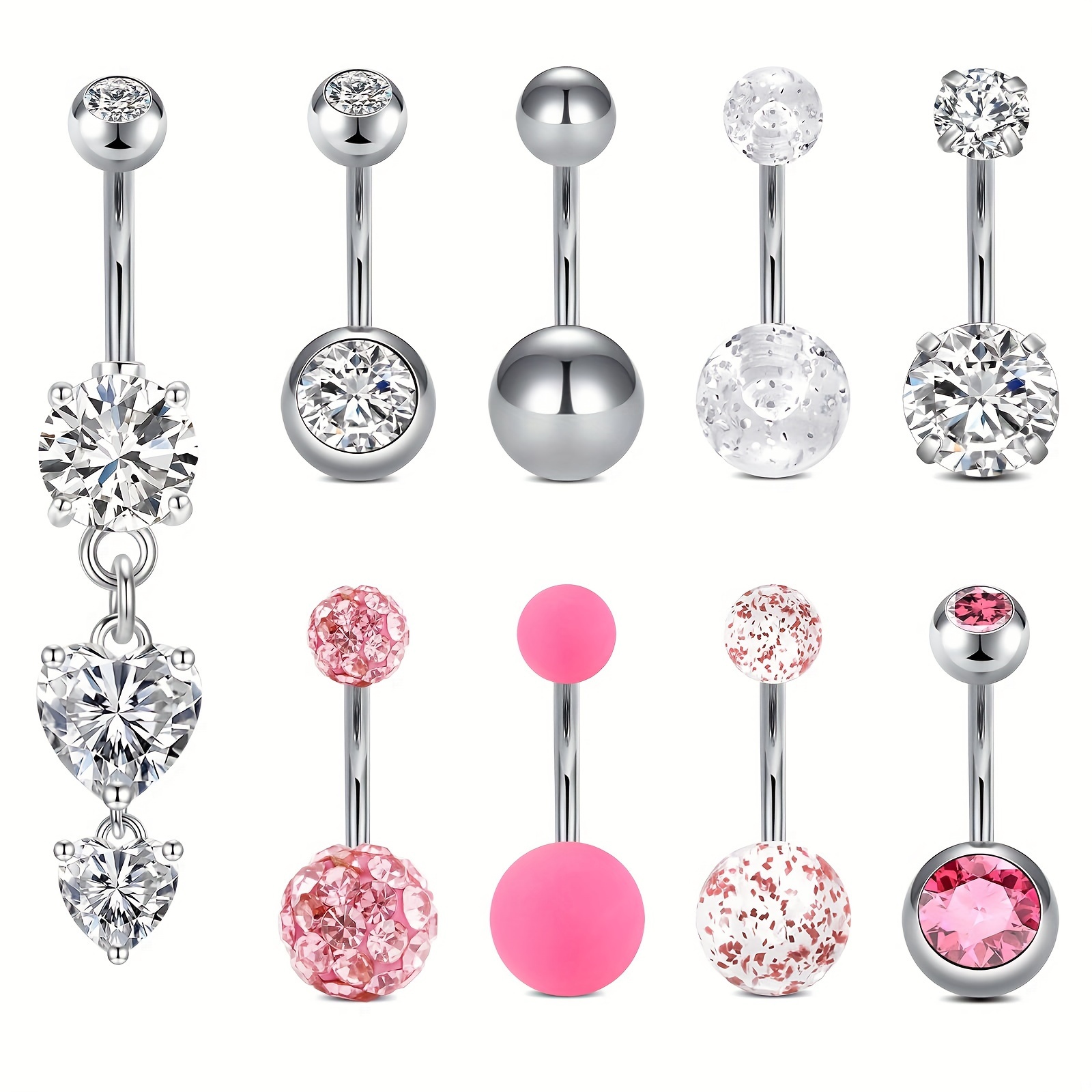 

9pcs Stainless Steel Belly Button Ring Belly Rings For Women Belly Button Piercing Stainless Steel Belly Button Rings Belly Rings Piercing Jewelry