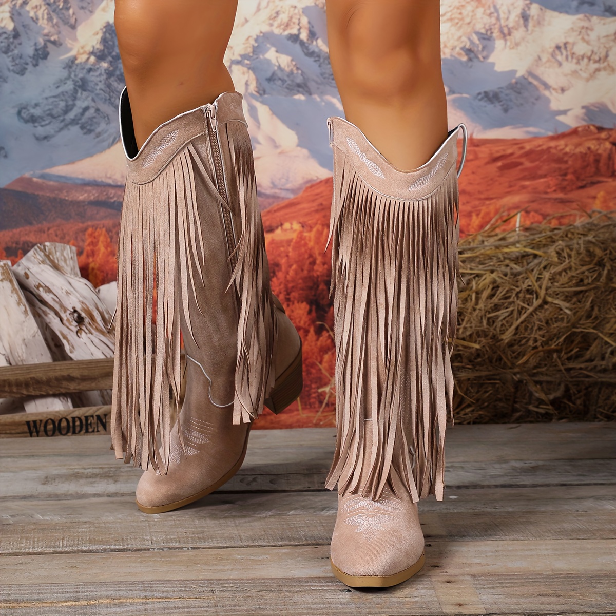 TEMU Women's Mid-calf Boots For , Autumn And Winter, Women Shoes