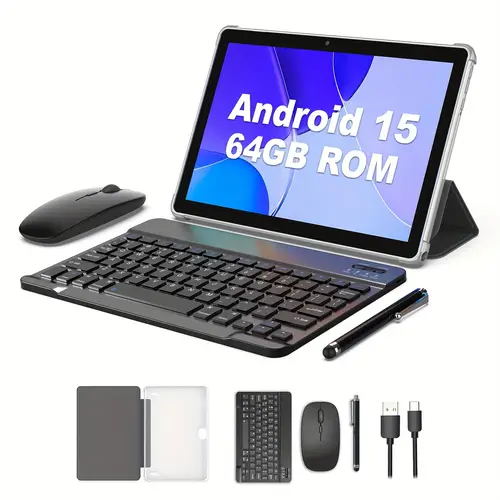 10 inch 15 tablet with keyboard mouse stylus and protective case 12gb 3g 9g 64gb storage wifi 2mp 8mp camera expandable to 1tb sd card 6000mah large capacity battery