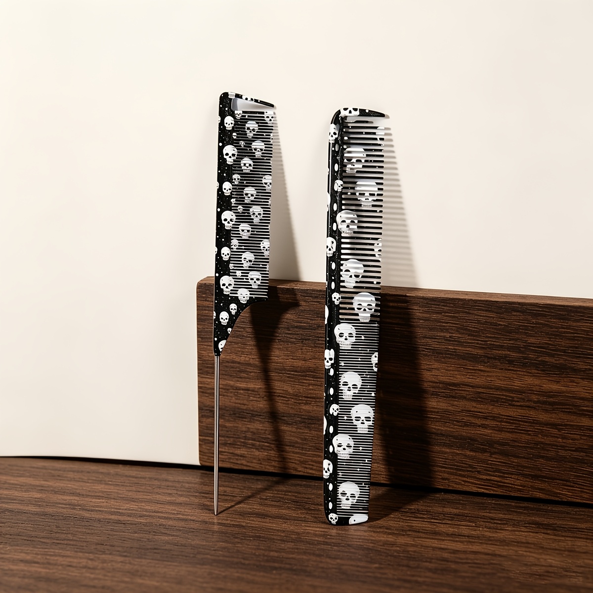 TEMU 2pcs Set Of Pointed Tail Comb And Smooth Hair Comb, Designed With Pattern Printing, Combing/smoothing/untwisting, Professional Styling Tool,