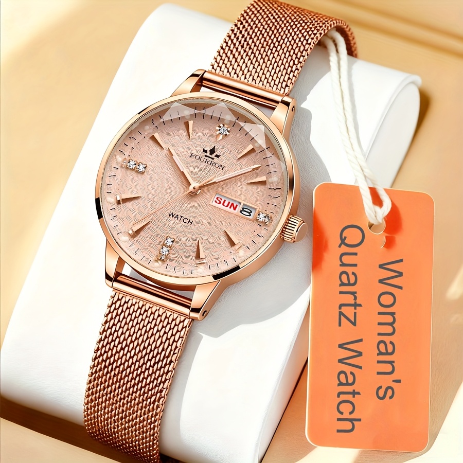 Image of New Luxury Quartz Watch For Women, Fashionable, Easy, Casual, With Date, Calendar, Luminous Hands, For Daily Life, Travel, Wristwatch, For Birthday Gifts, Holiday Gifts