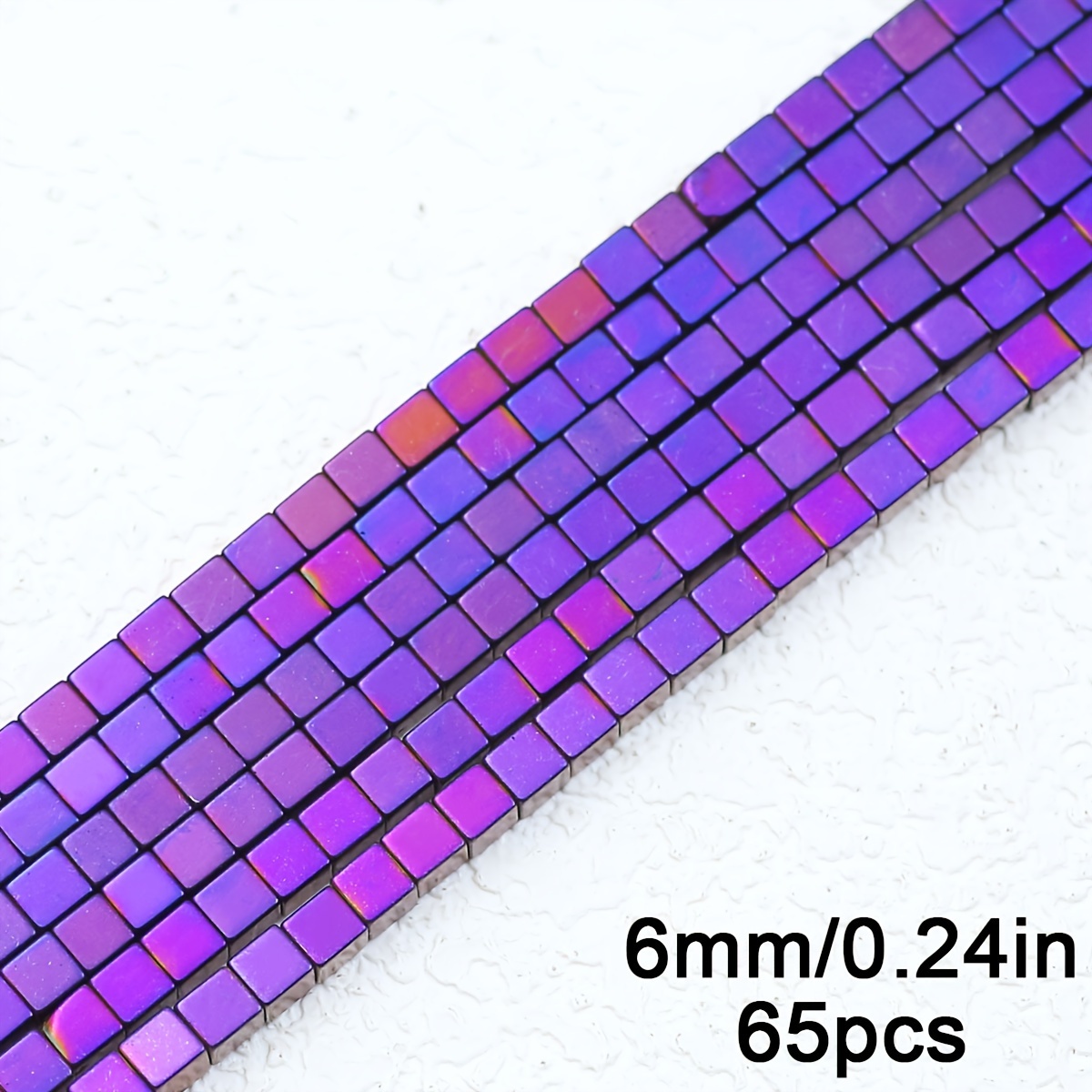Image of 2/3/4/6mm Purple Hematite Black Stone Square Beads, Hematite Hole Spacer Beads For Jewelry Making, Handmade Necklace Bracelet Hair Accessories Shoe Decorations Clothing Accessories Craft Supplies