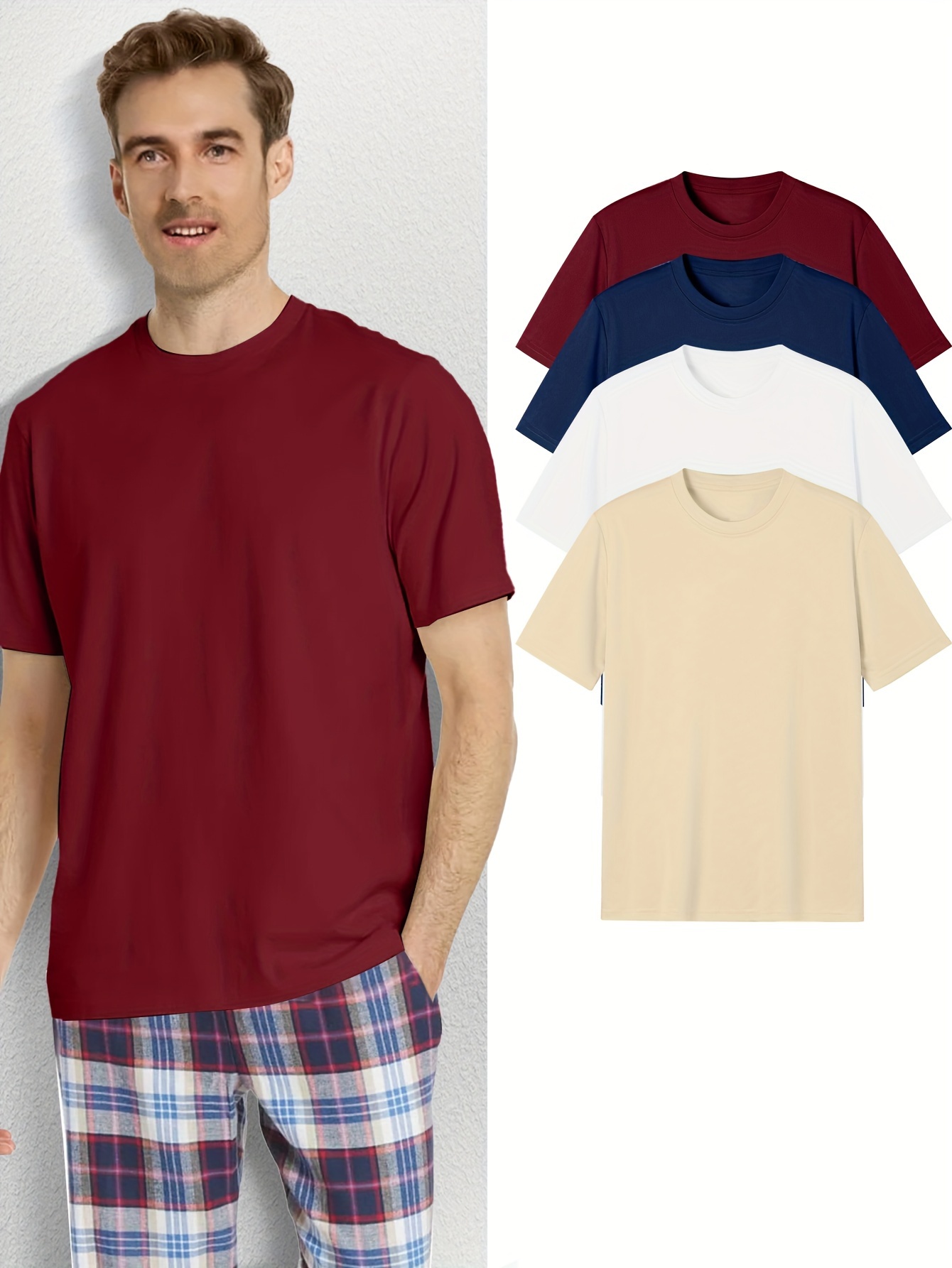 Mens Fashion Casual Sports Solid Color Stand Collar Short