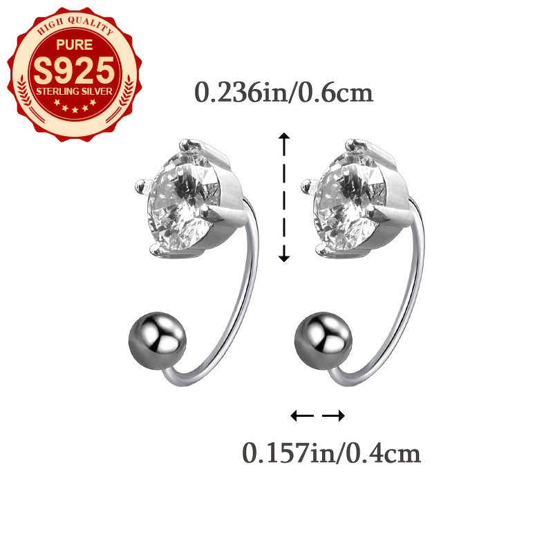 Women's S925 Silver Round Bead Earrings with Detachable Hooks