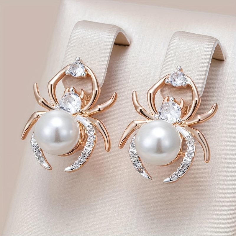 TEMU ANGOL Damen Spinnennetz-Ohrringe – Gothic Elegante Goldoptik-Schmuck mit KC-Vergoldung, Hochzeits-, Party- und Alltagsohrringe – Jubiläums- &