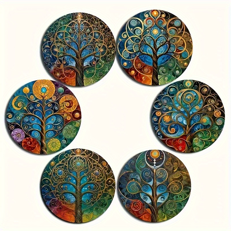 

6pcs Set Wooden Coasters - For Coffee, Tea & Beverages - & Restaurant Decor, Ideal Holiday Gift, Best For Christmas