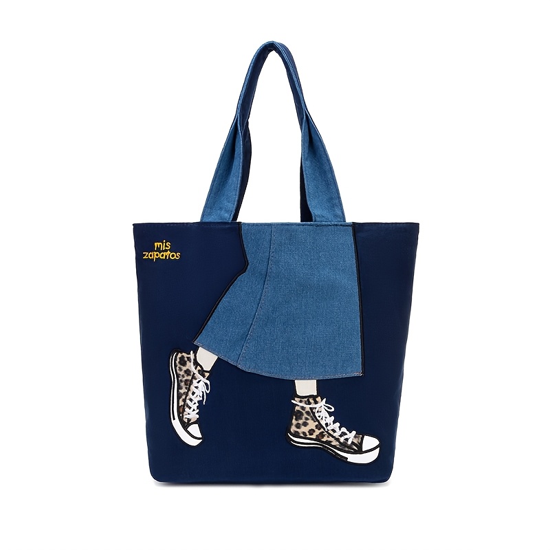 womens tote bag navy print shoes magnetic Temu Kuwait