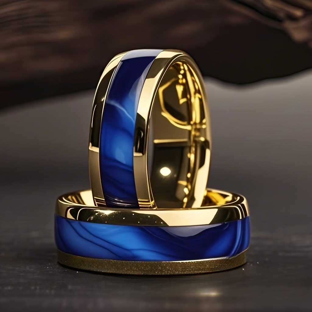 Men's Golden Background Ring, 8mm Width