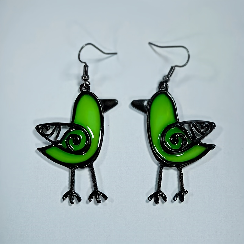 TEMU Green Bird Pendant Women's Earrings Daily Wear Holiday Party Matching Simple Women's Jewelry Gift, Handmade Earrings, Earrings For Women High