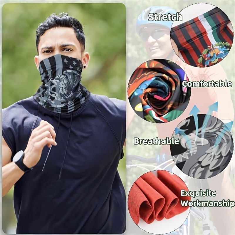 Flag Tube Bandana, Neck Gaiter Shield Scarf Elastic Skull Balaclava  Headbands Headwear, Windproof Bandana for Men for Motorcycle Cycling