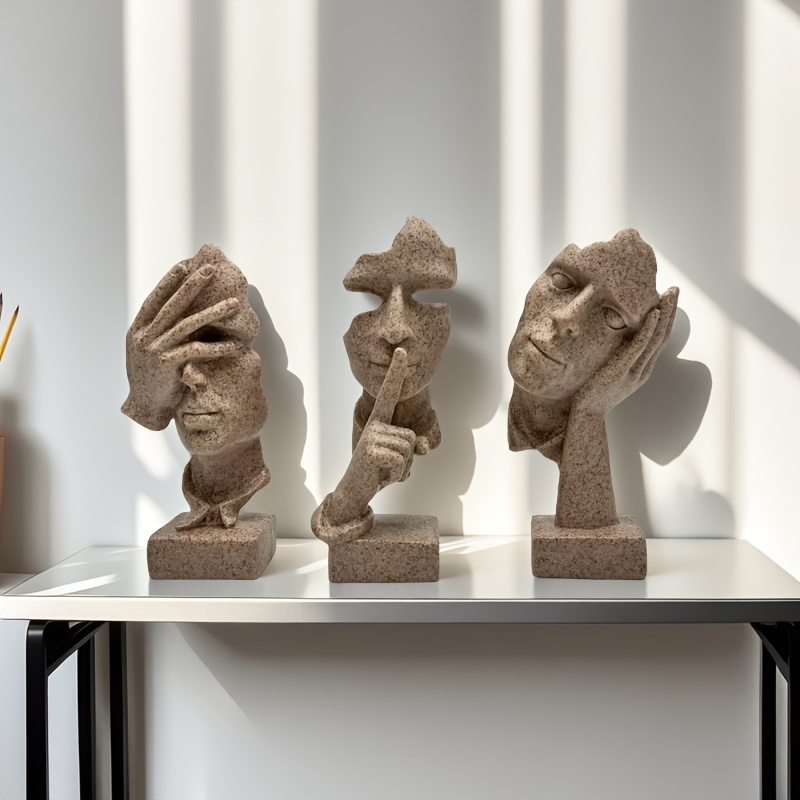 3pcs European handicraft decoration simple abstract character mask, office living room sculpture art decoration