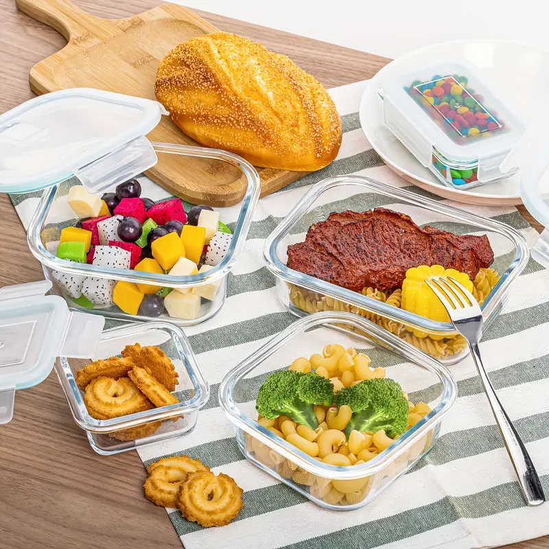 15 12 6pcs set of glass food storage containers with lids meal prep containers and leak proof locking lunch boxes for microwave oven freezer and dishwasher safe Product details 5