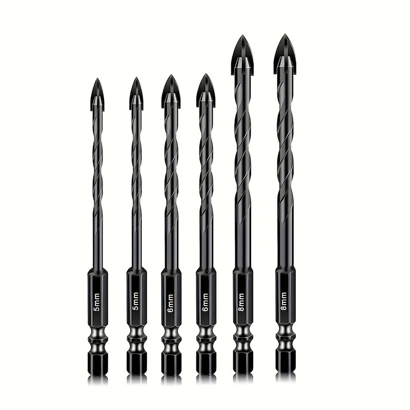 3/6/10pcs Masonry Drill Bits, Concrete Drill Bit Set For Tile, Brick, Glass, Plastic And Wood, Carbide Drill Bits For Use With Tile, Wall Mirror, Concrete Or Brick Wall Pavers
