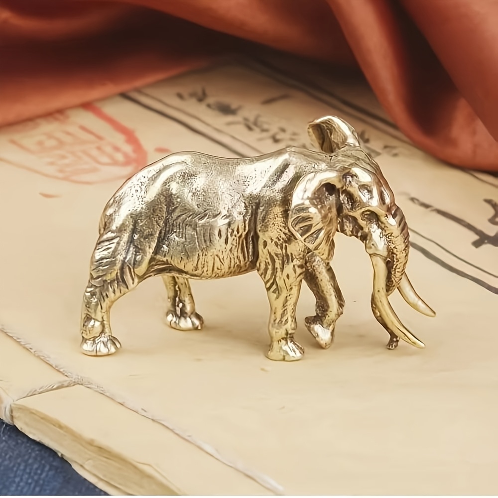 Image of 1/2/3pcs Copper Elephant Figurine - Letter , Brass Elephant Sculpture, Decorative Craft, Suitable For Home Decor, Room Types, And Holidays