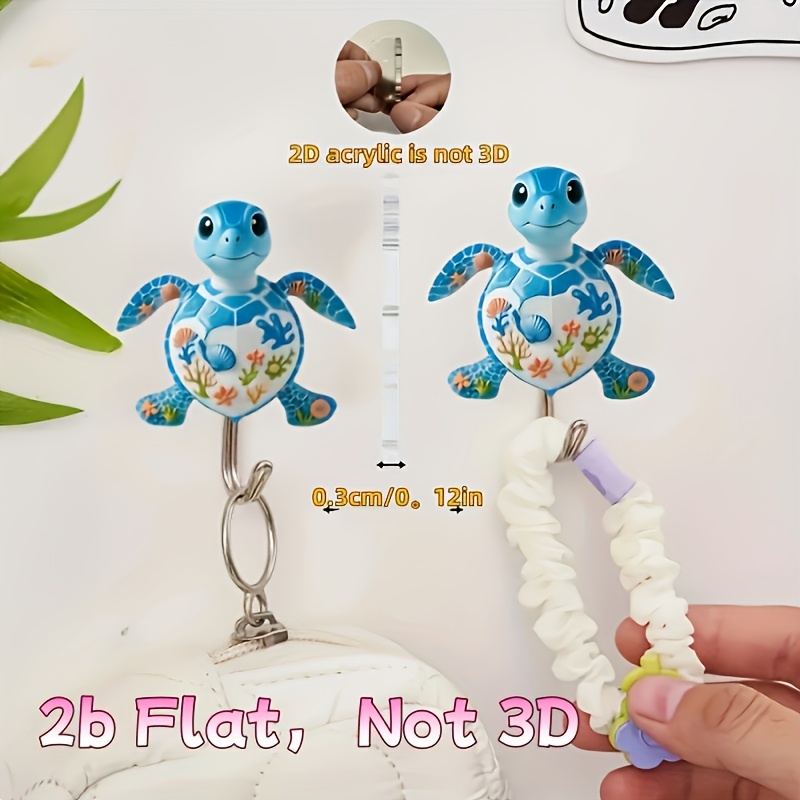 TEMU 2d Flat/2pcs Cute Hook, Fashionable Wall Storage Organizer, Hook, Durable Material, Plastic Hook, Self-adhesive Hook, Multi-functional Hook, 2d