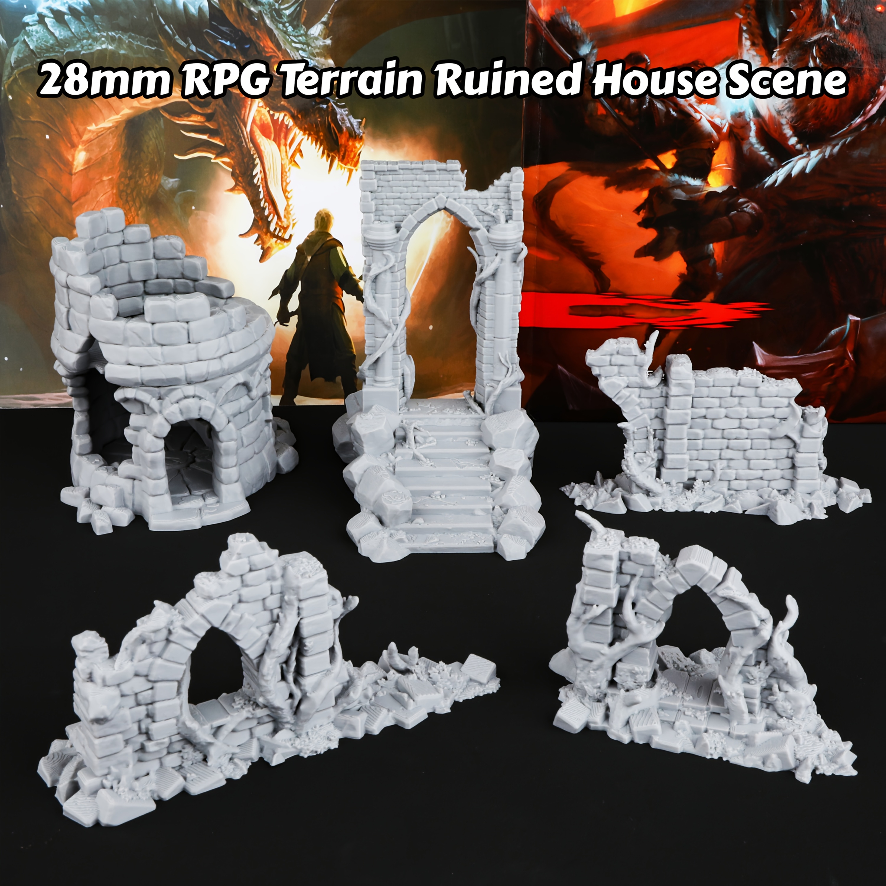 

3dmagic 1 Set 28mm Rpg Ruins - Dnd Accessories, Plastic Miniature Kit For Ttrpg Playing , Christmas For Dm