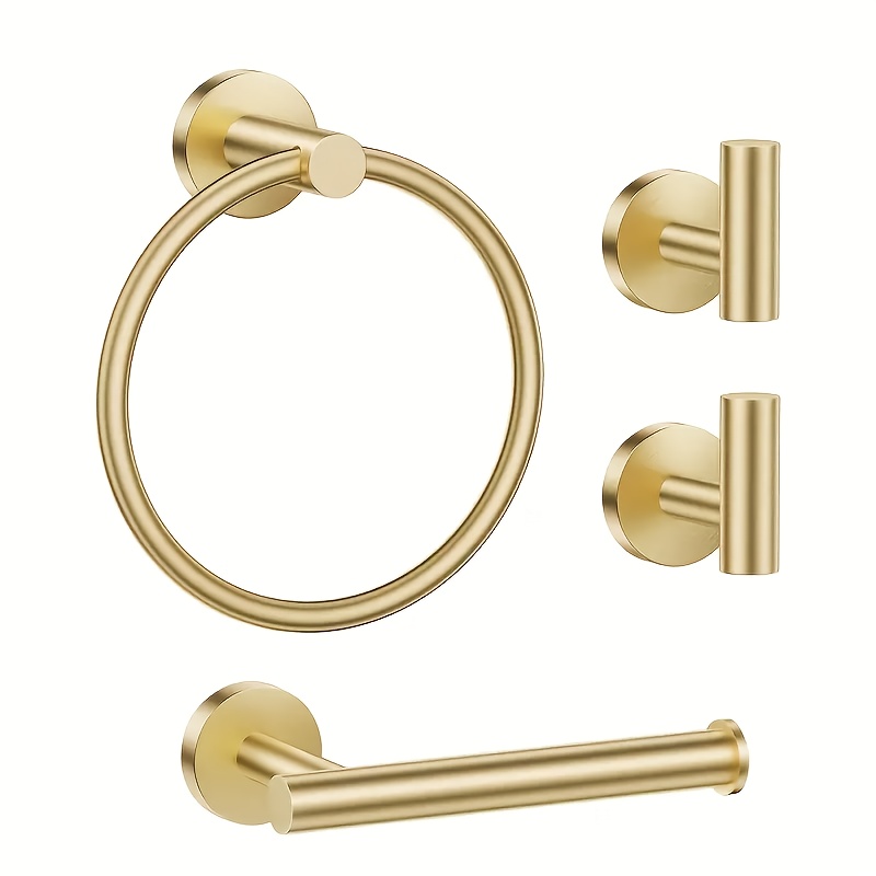 E-shop Badezimmer-Zubehörset, 4-teiliges Handtuchhalter-Set inklusive Toilettenpapierhalter, Handtuchring 2 Haken aus Edelstahl für die Wandmontage –