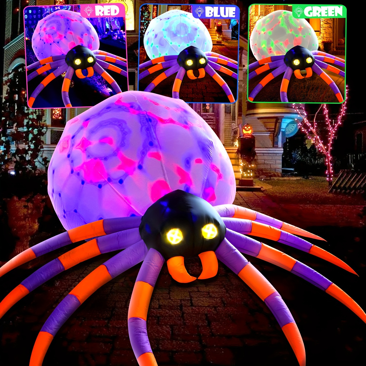 

16ft Inflatable Decorations Spider, Build-in Magic Led Lights Holiday Blow Up Yard Decoration For Holiday Party Outdoor, Garden Yard Lawn Decor