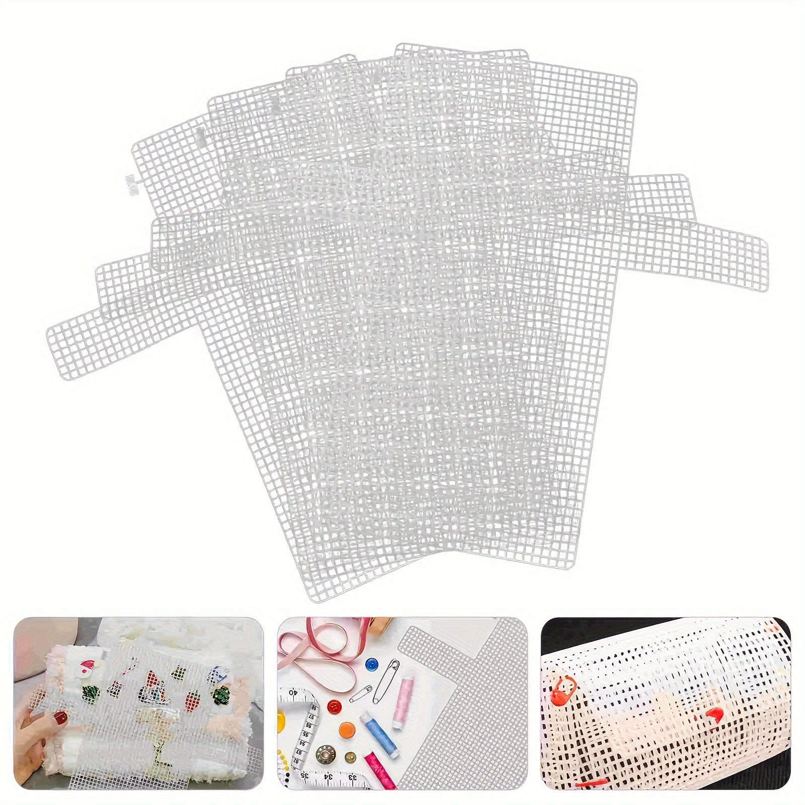 

4pcs Large Clear Plastic Canvas Sheets For Diy Handmade Bags - Pre-cut, Solid Color Mesh Fabric With Hooks For Crafting Purses & Accessories