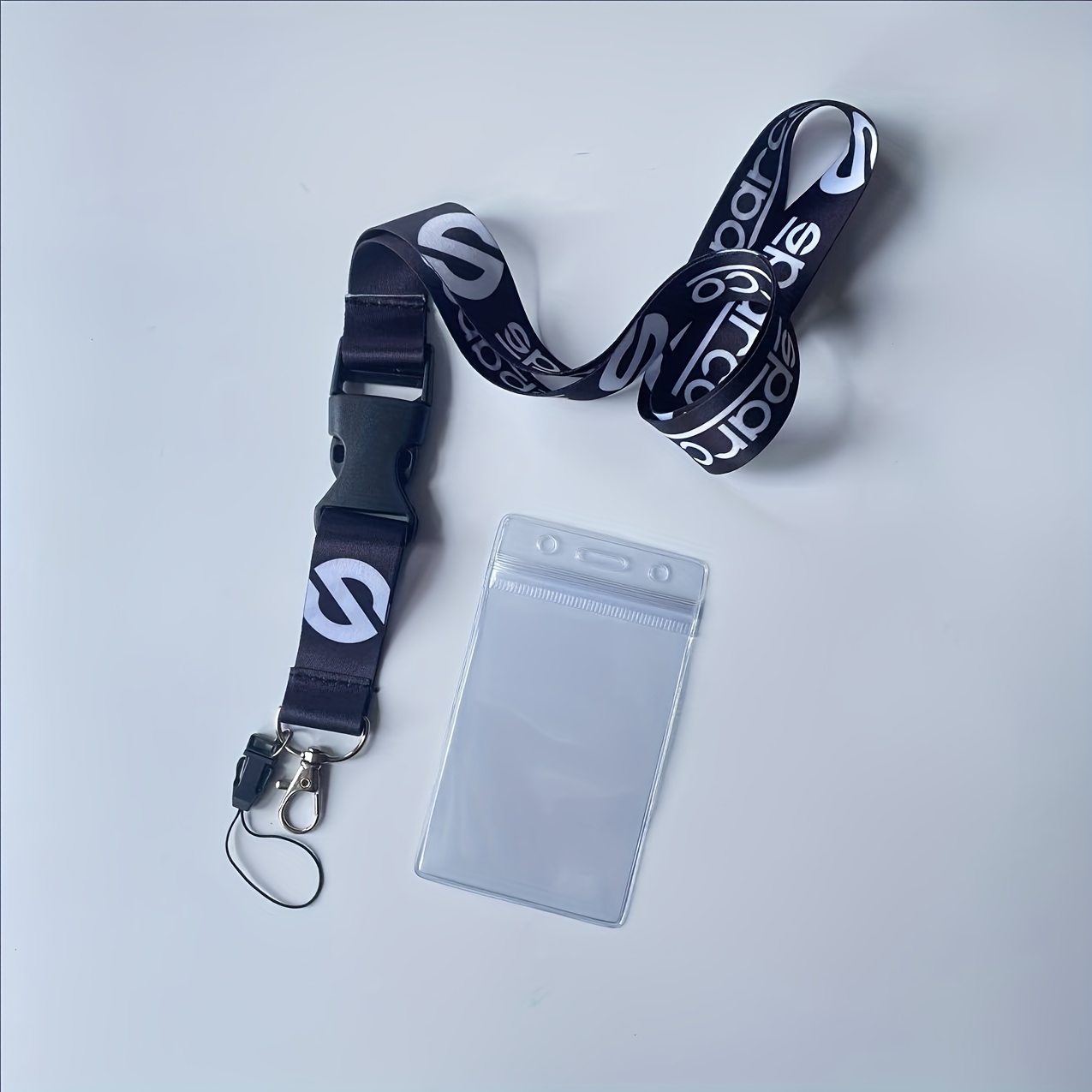 TEMU 1pc Neck Strap And 1pc Card Cover Set, Car Modification Style Multifunctional Lanyard For Mobile Phone, Camera, Id, And Key, Quick Release