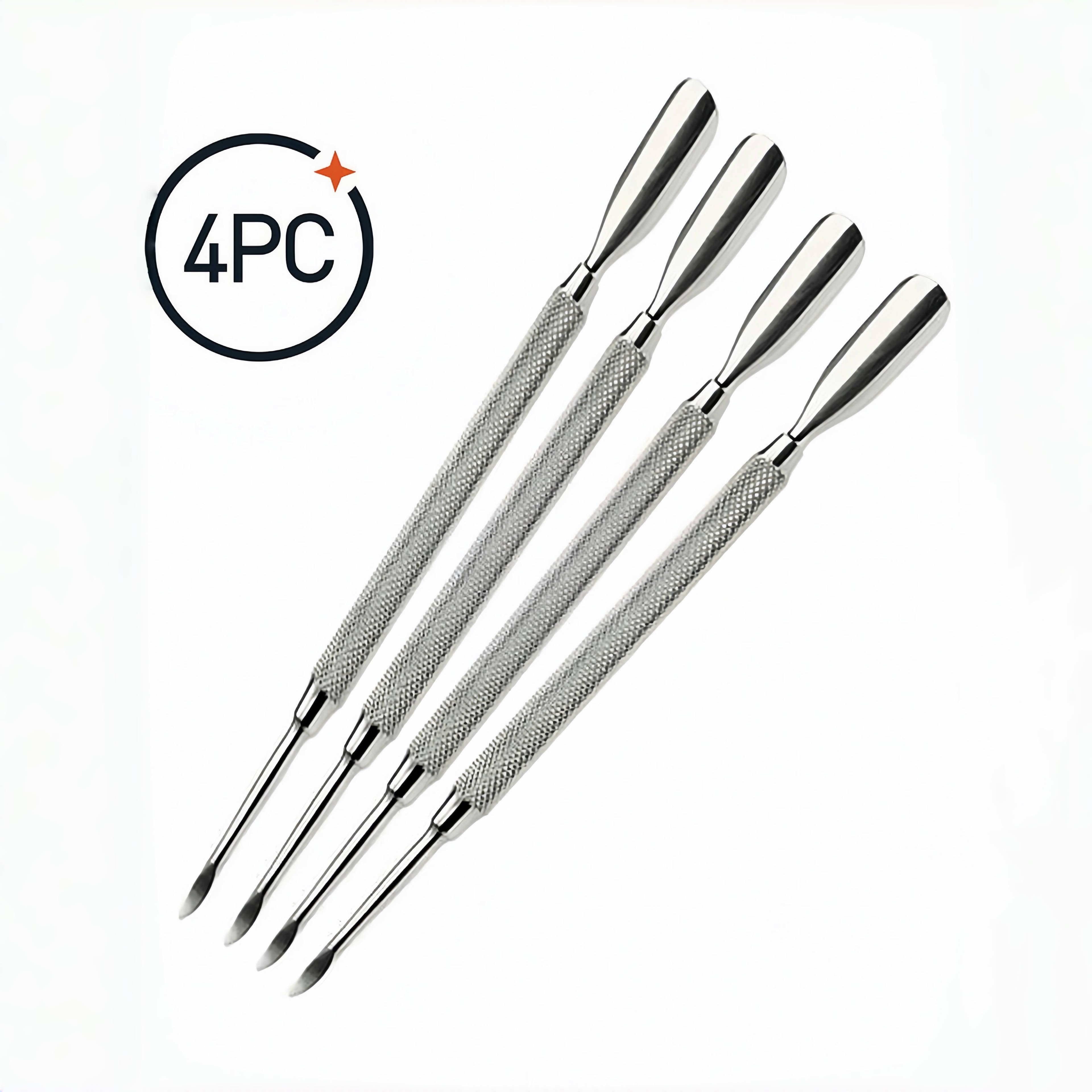 

4pcs Steel Pusher Set, -ended, Sharp , Spoon-shaped, Low Allergenic, Pedicure Tool For