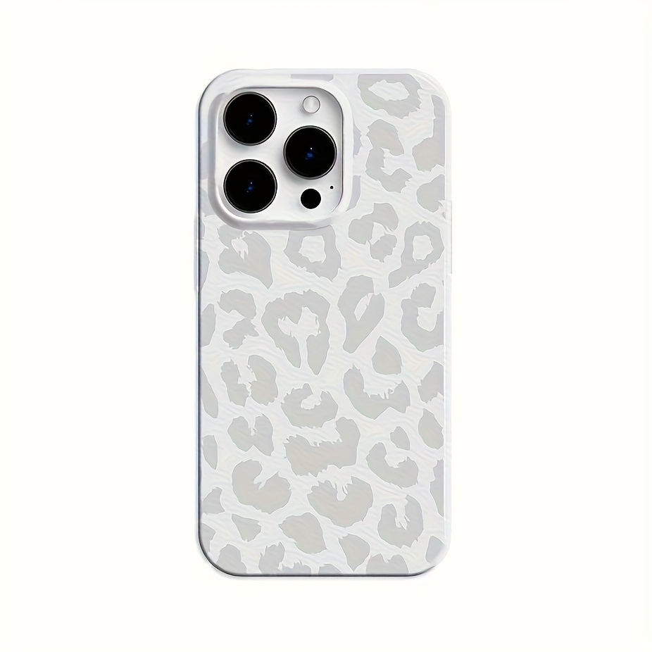 TEMU Minimalist Leopard Print Phone Case | Light Gray Leopard × Base, A Fashion Statement For Iphone 16 15 14 13 12 11 Pro Max Plus Xs Xr X 8 7 Jelly