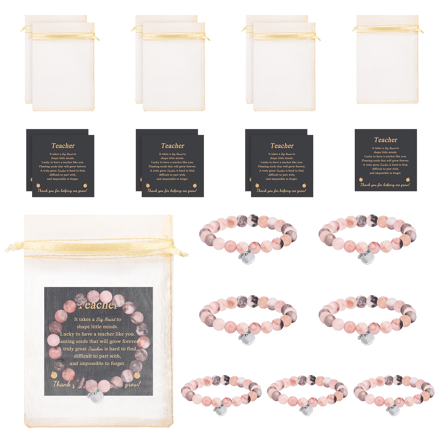 TEMU 8pcs Stylish Dainty Pendant Bracelet Gifts For Teacher Women, 's Day Gifts/mother's Day Gift/birthday Gift - For Teacher Professor, , Mentor