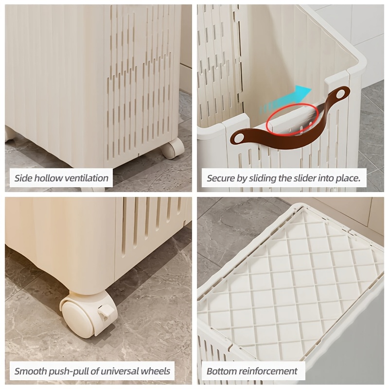 Large Capacity Mop Holder with Wheels, Laundry Hamper Cart,... product image 6
