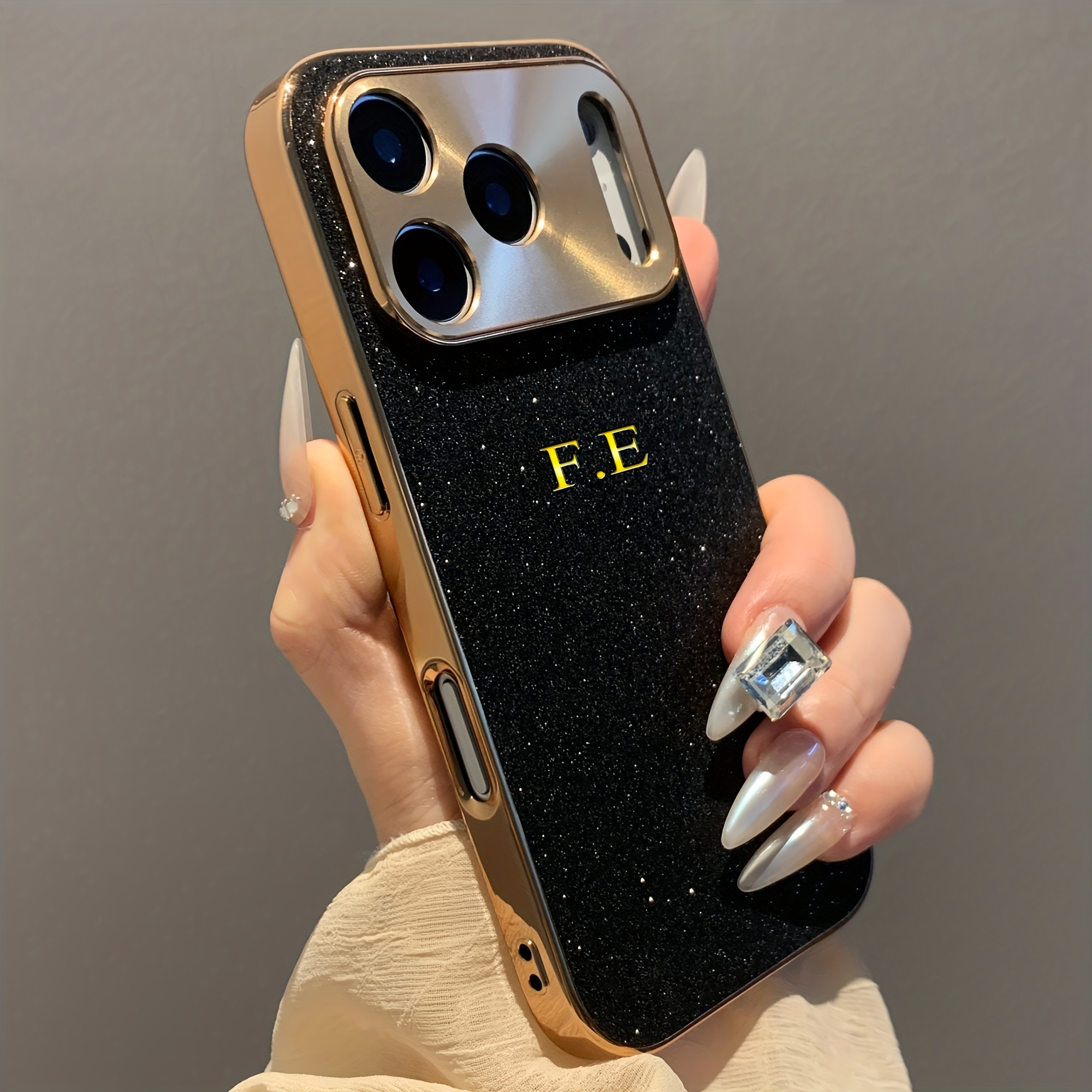 TEMU Phone Case - Personalized Sparkling Glitter Phone Case Compatible With Iphone 18 17 16 15 14 13 Pro Max 17 Air Custom Name Initial Case 3d Hot