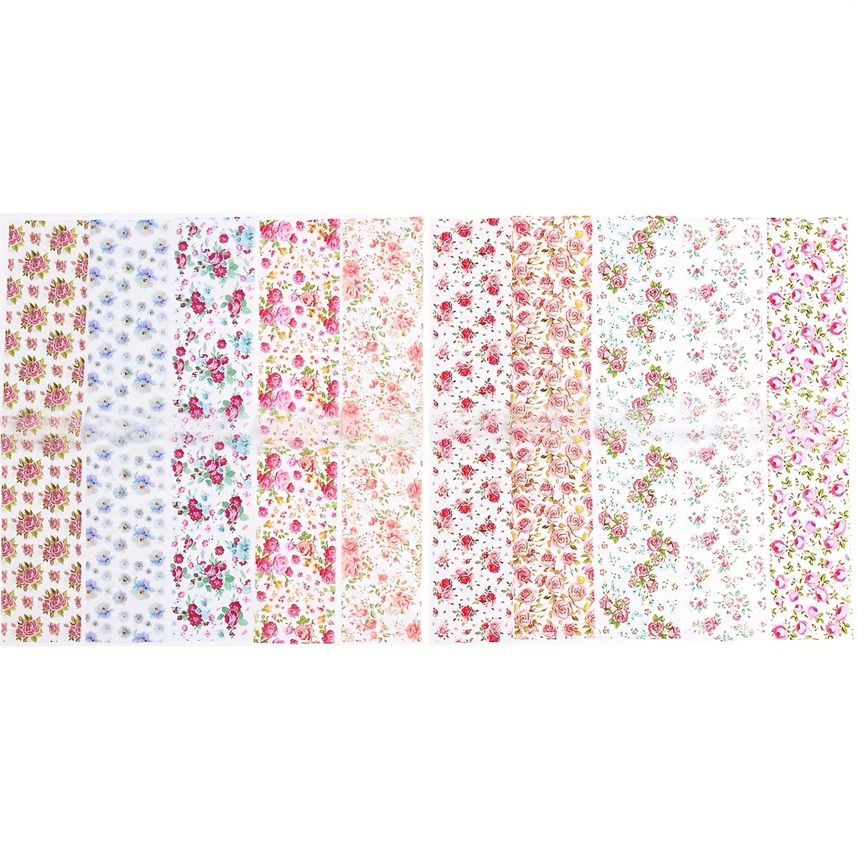 Image of 10pcs/pack Rose Flower Nail Foil Transfer Sticker, Elegant Design Floral Mother's Day Gift Nail Decal Accessories, Starry Paint Nail Art Decoration