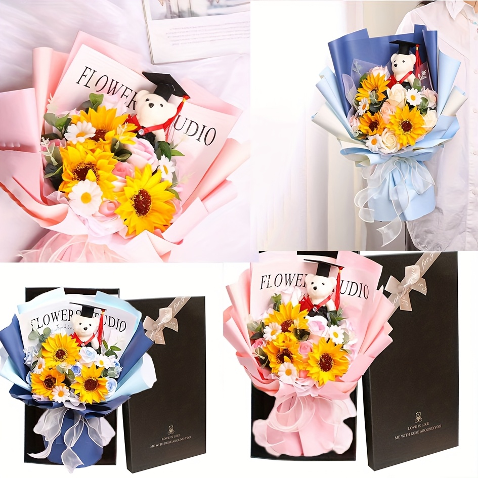 Personalisierter Abschluss-Teddybär Mit Text & Foto – 32cm Groß, Inkl. Rose & Abschlussoutfit – Perfektes Geschenk Zum Schulabschluss 2024