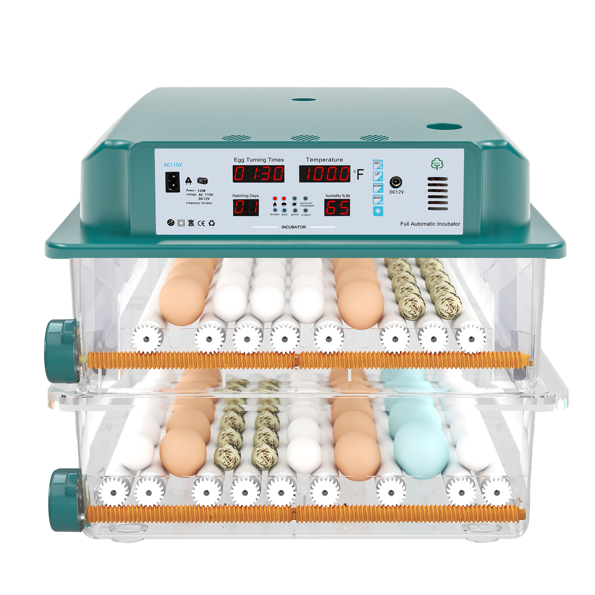 TEMU Incubator For 120 Eggs, Egg Incubator With Automatic Egg Turning And Humidity Monitoring, For Eggs Duck Eggs Quail Eggs Pigeon Eggs, Automatic