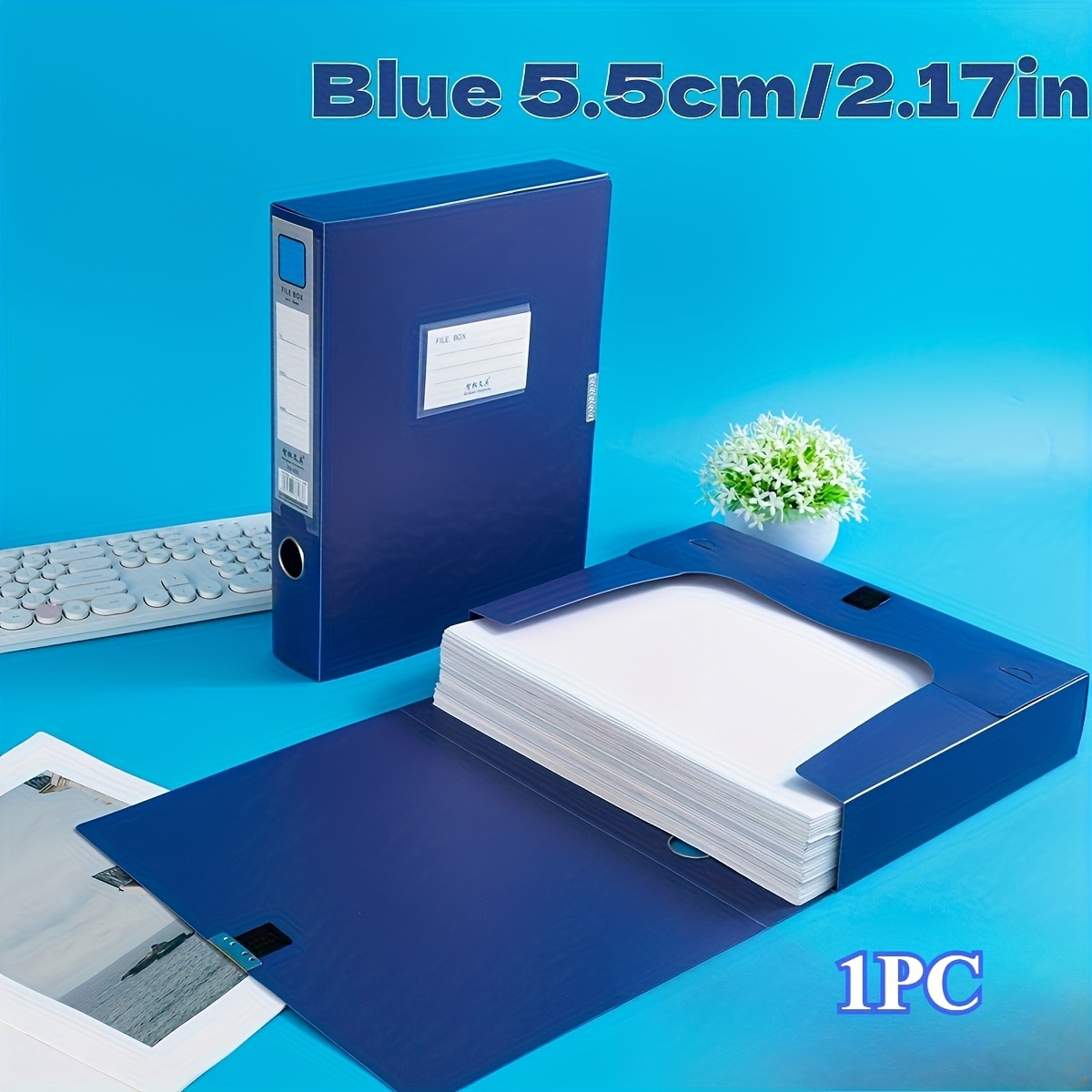 TEMU 1pc/5pcs de Archivos de Plástico A4 Duradera - Organizador de Documentos en Color Azul para Oficina, y Hogar - Almacena Papeles Financieros,
