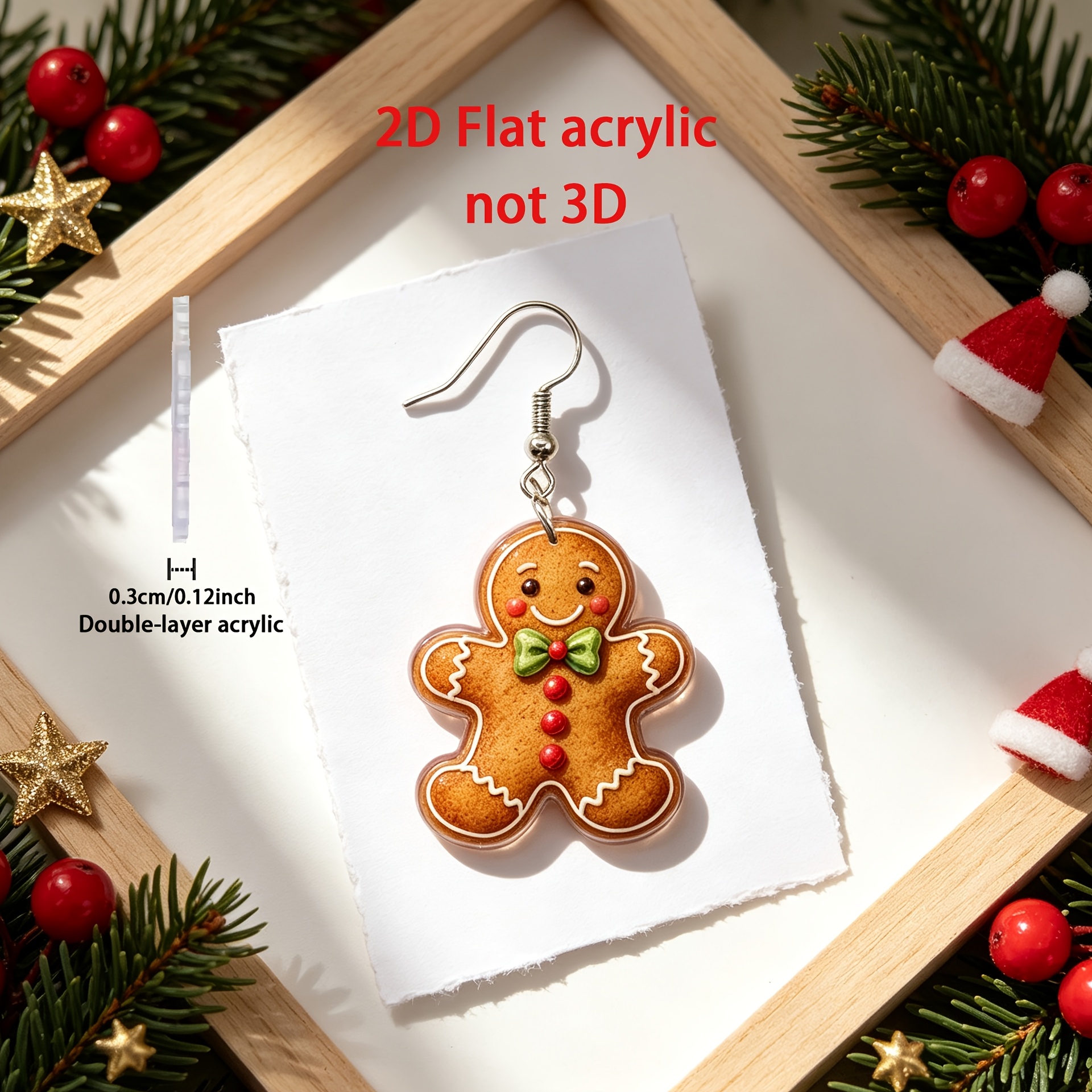 2pcs Christmas Gingerbread Dangle Earrings Set