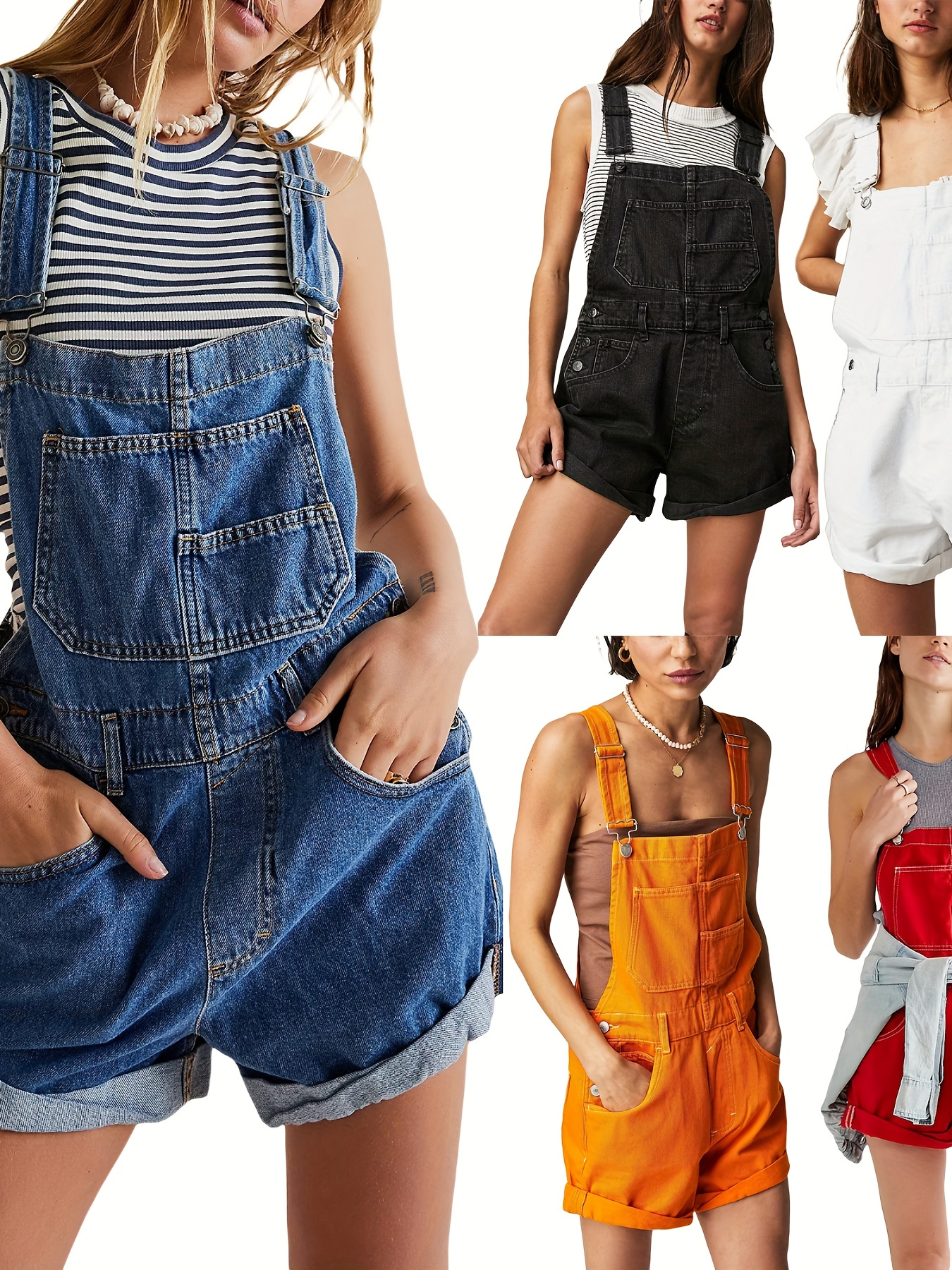 knee length dresses for ladies Long bib overalls dress main image 1
