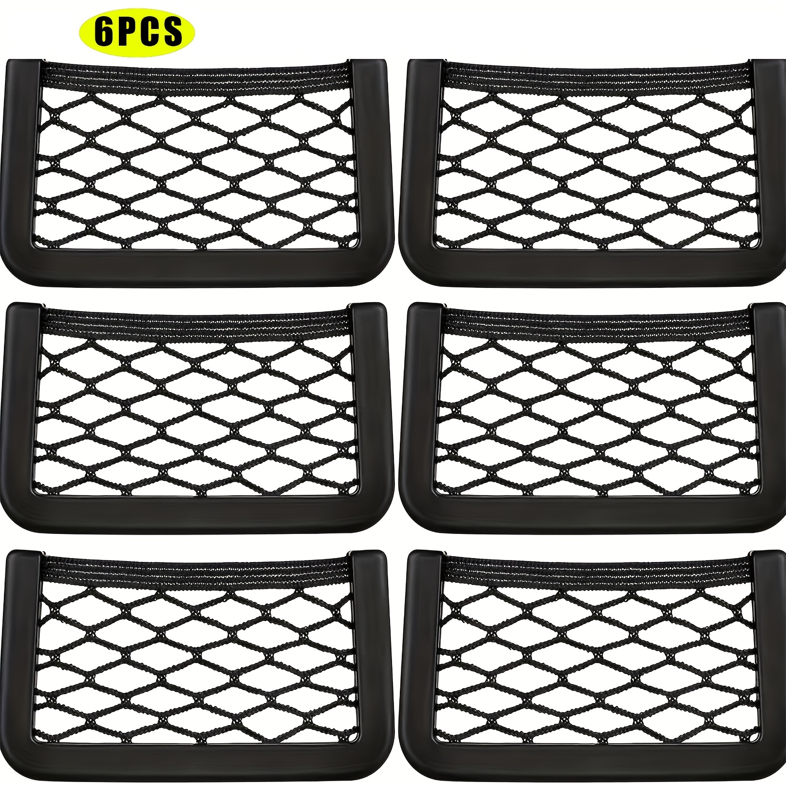 

6pcs Car And Boat Mesh Storage Nets With Phone Holder Pocket - , Nylon Material For Vehicle Organization, Boat Storage Solutions | Modern Mesh Design | Points, Car Net Storage